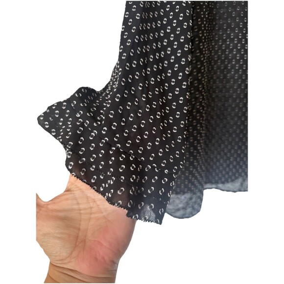 Loft Black/ White Chiffon 3/4 Sleeve Top Sz Large - Picture 2 of 8